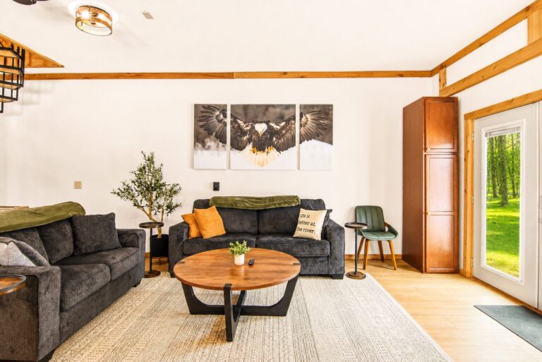 Living room with 65 inch smart TV